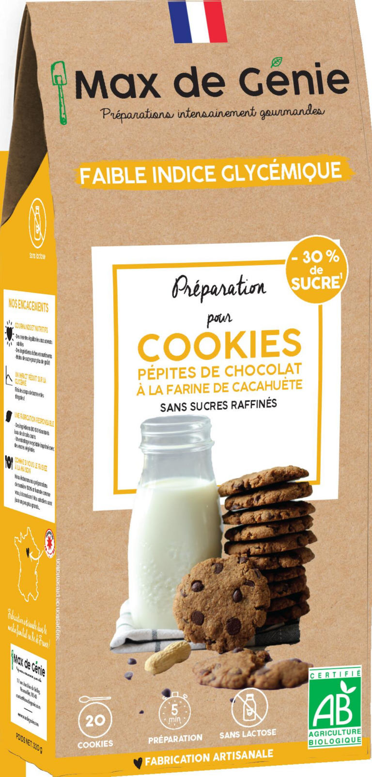 Préparation pâtissière à faible IG pour coockies aux pépites de chocolat